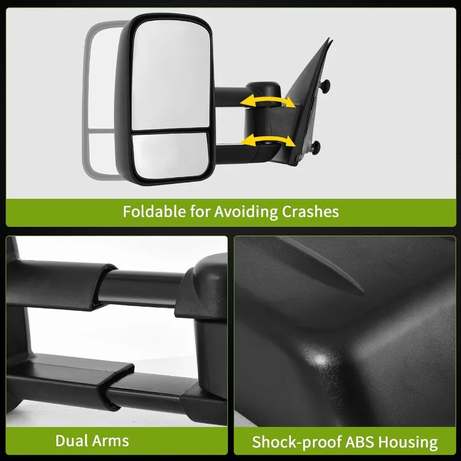 Abschleppspiegel, kompatibel mit 20142018 Chevy Silverado GMC Sierra 1500 Paar Set für 20152018 Silverado Sierra 2500 HD 3500 HD