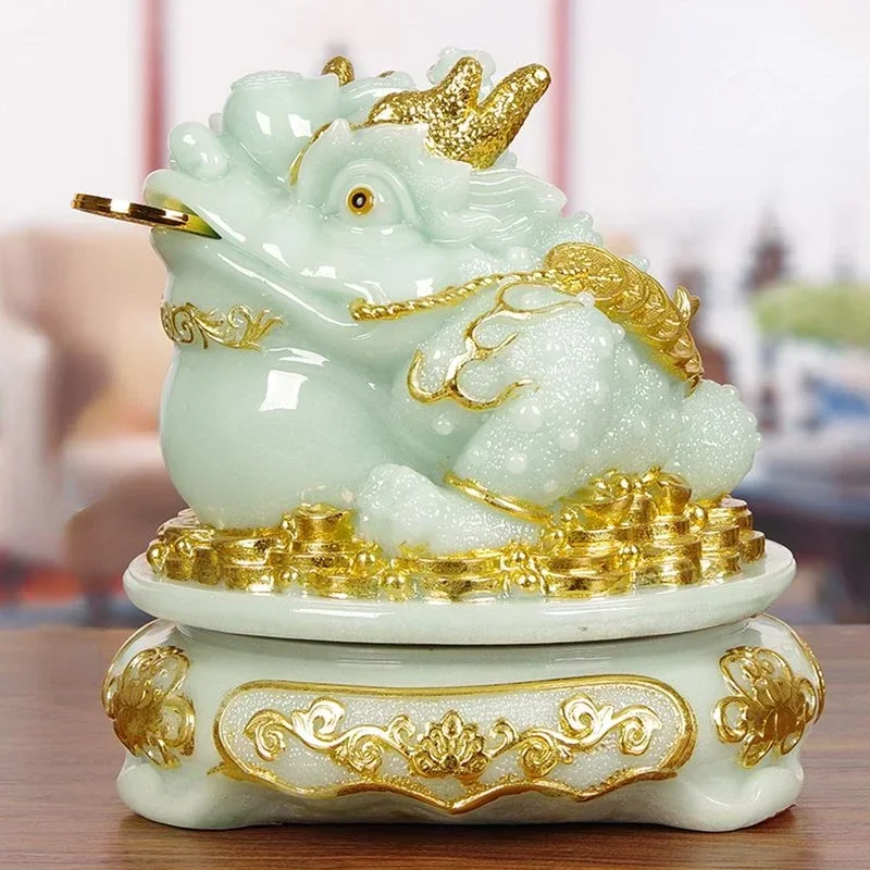 Feng Shui Fortune Golden animal Toad Ornament Three-legged Cicada Shop Office Gift Living Room