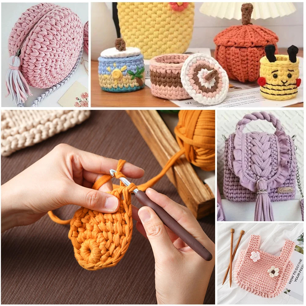 2 PCS T-Shirt Yarn Cloth Yarn for DIY Knitting Thick Yarn for Hand DIY Bag Blanket Cushion Crocheting Projects Home Decor