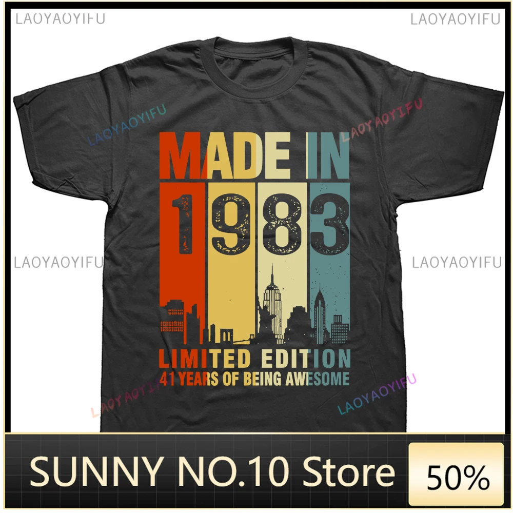 Novely Made In 1983 Limited Edition 41 Years Of Being Awesome Short Sleeve Birthday Gift Summer Style T-shirt