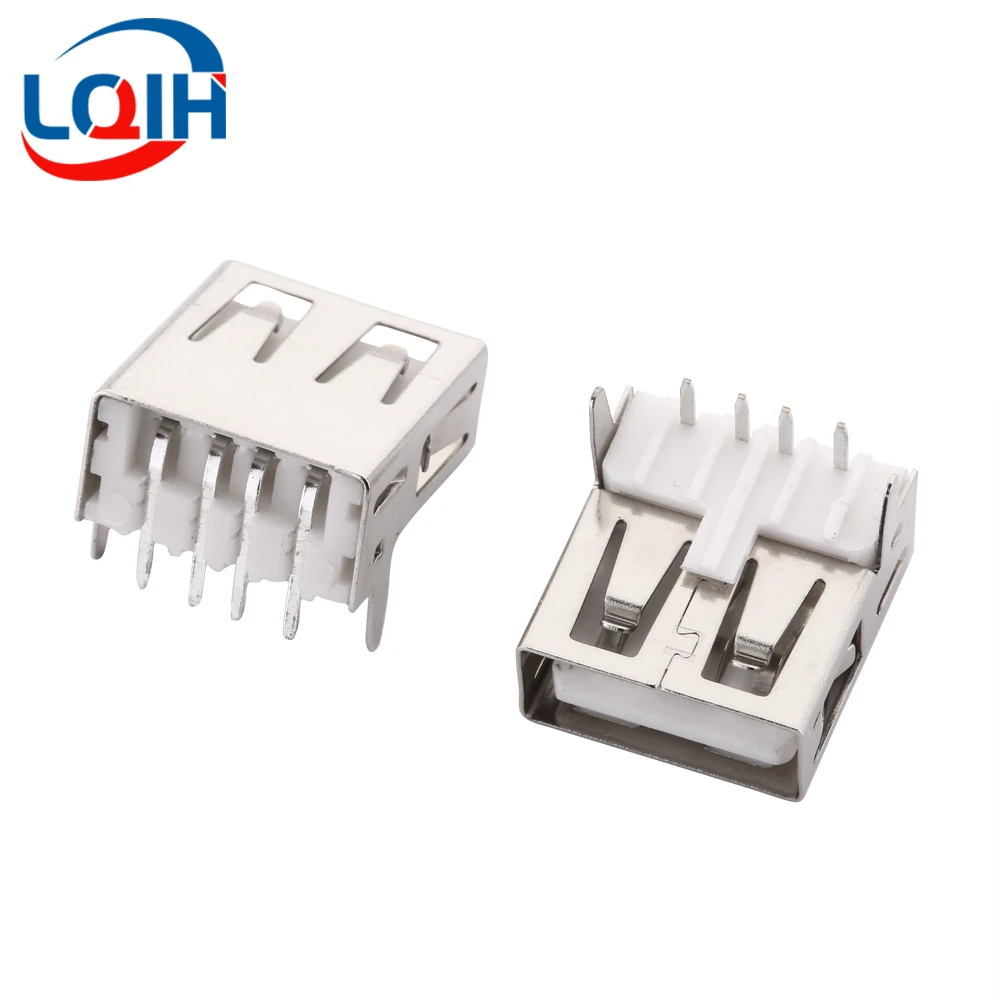 

10PCS USB AF90 Degree PCB Plug-in Charging Interface Mother Base Straight Pin Straight Plug Borderless Connector