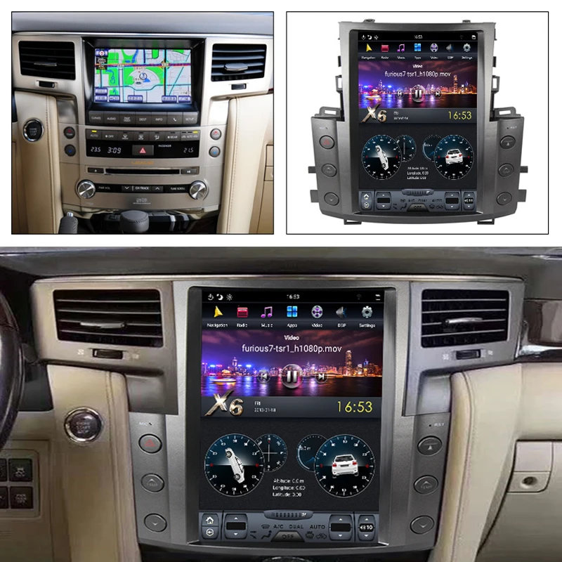 Vertical Screen Gps Navigation Dashboard Android 13.6 Inch Px6 4+32G Car Radio Stereo