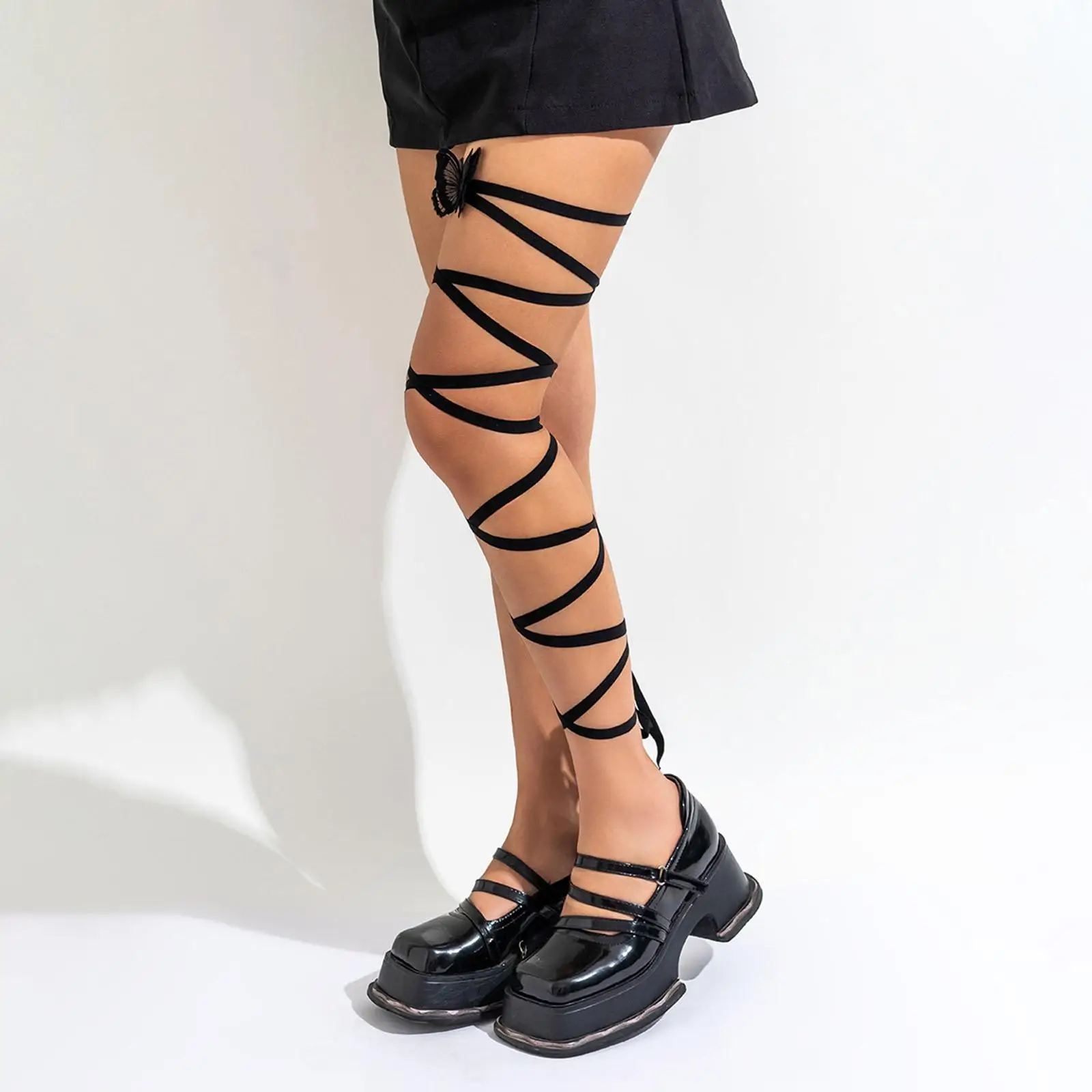 Leg Wrap Non Slip Leg Loop Black Elastic for Music Festival Concert Costume