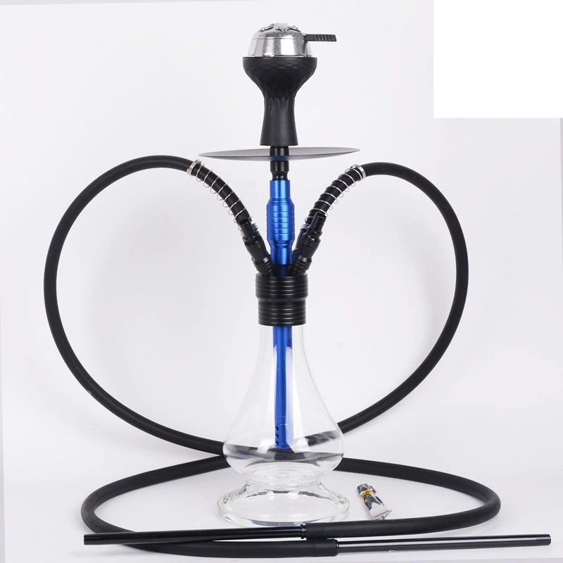 

Arabian hookah medium double tube glass pot, silicone aluminum alloy Internet celebrity hookah set