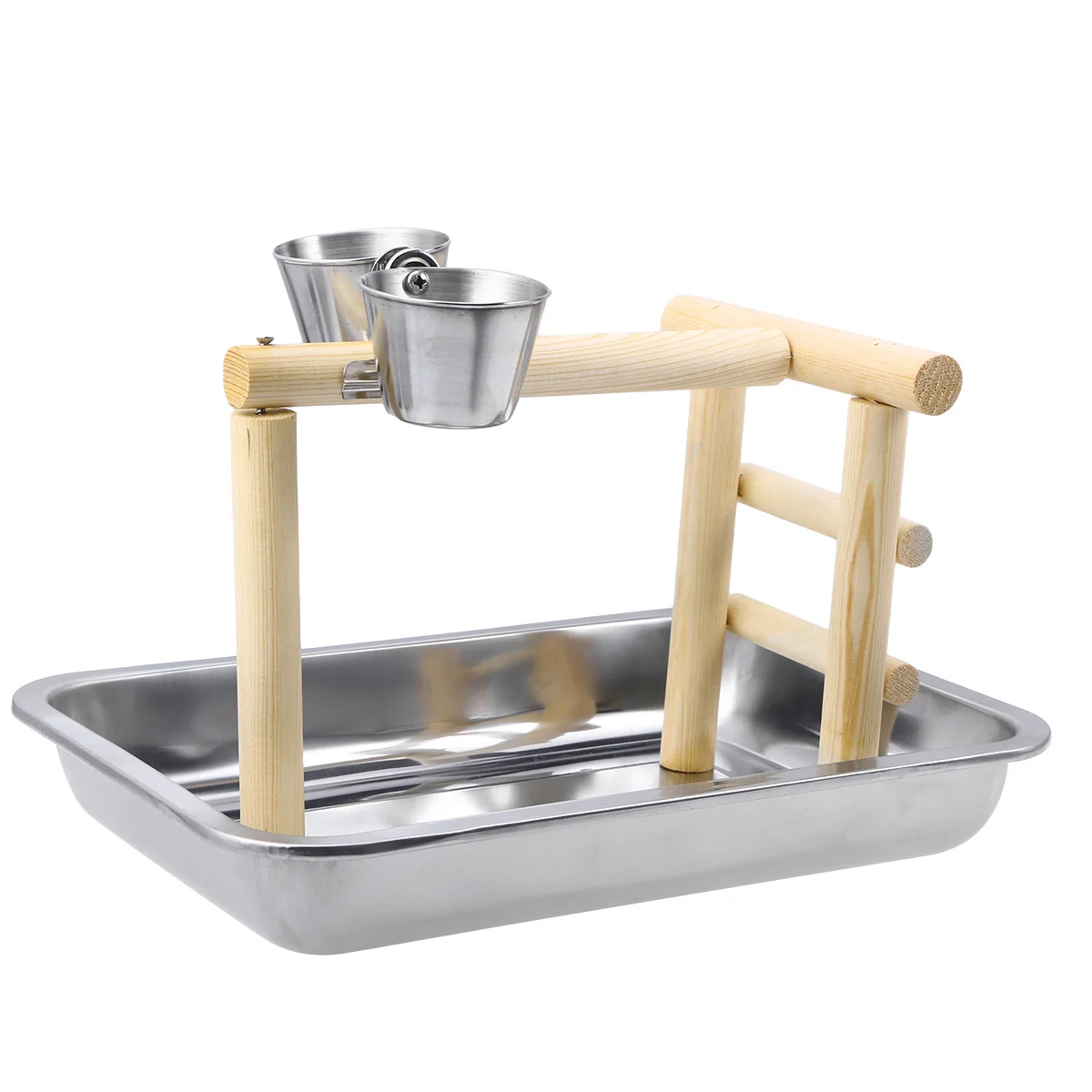 

Bird Parrot Natural Wood Standing Rack Durable Eco Friendly Climbing Ladder for Cage Cockatiels Parakeets Small Birds