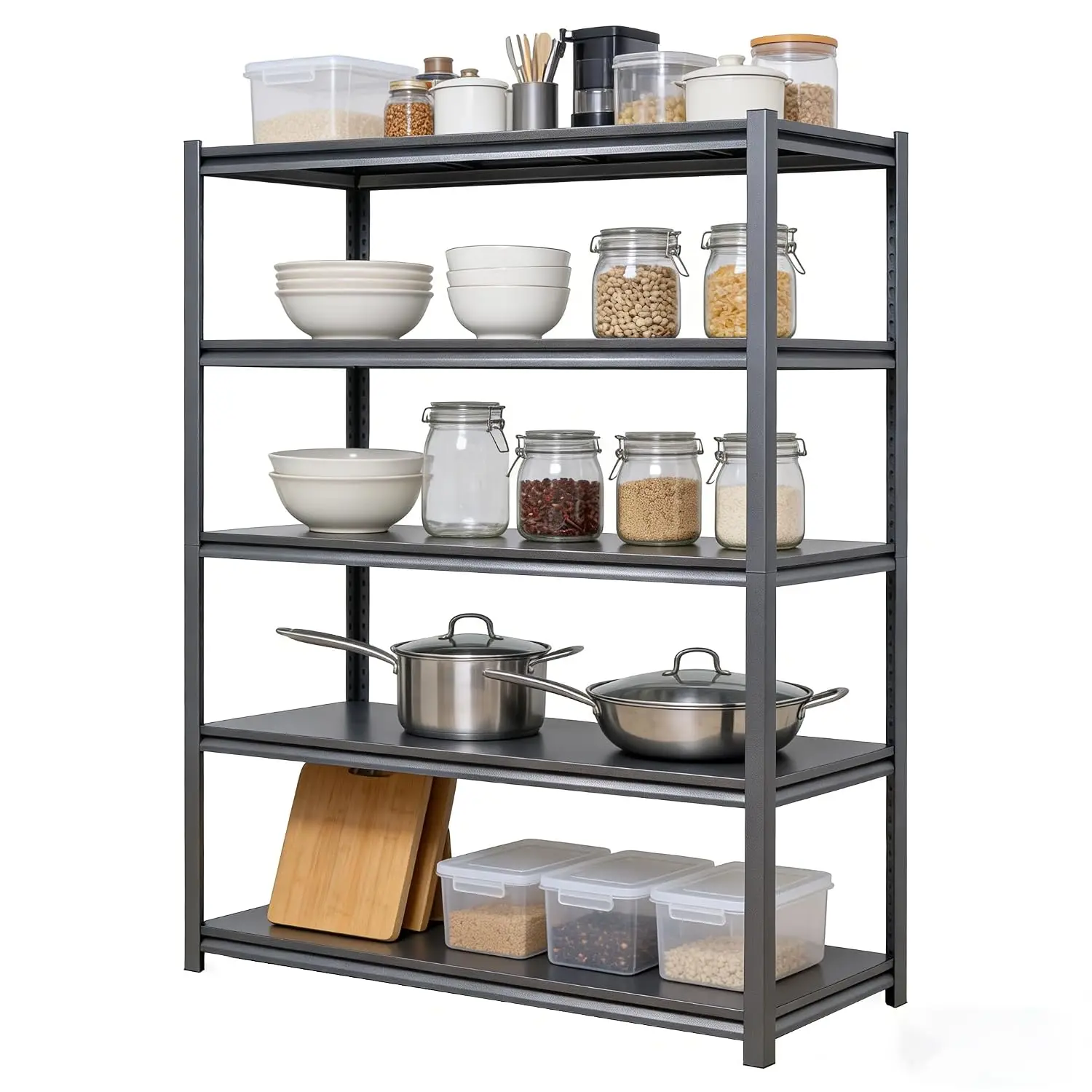 5-Tier Adjustable Metal Storage Shelving 2000LBS Heavy-Duty Utility Rack Garage Warehouse Pantry Kitchen, Customized