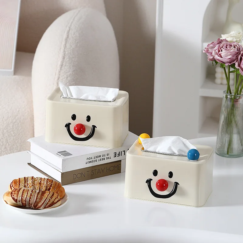 Simple Cream Air Tissue Box Cute Colorful Ball Tissue Wipes Face Towel Storage Box Multi-functional Table Decoration Organizer