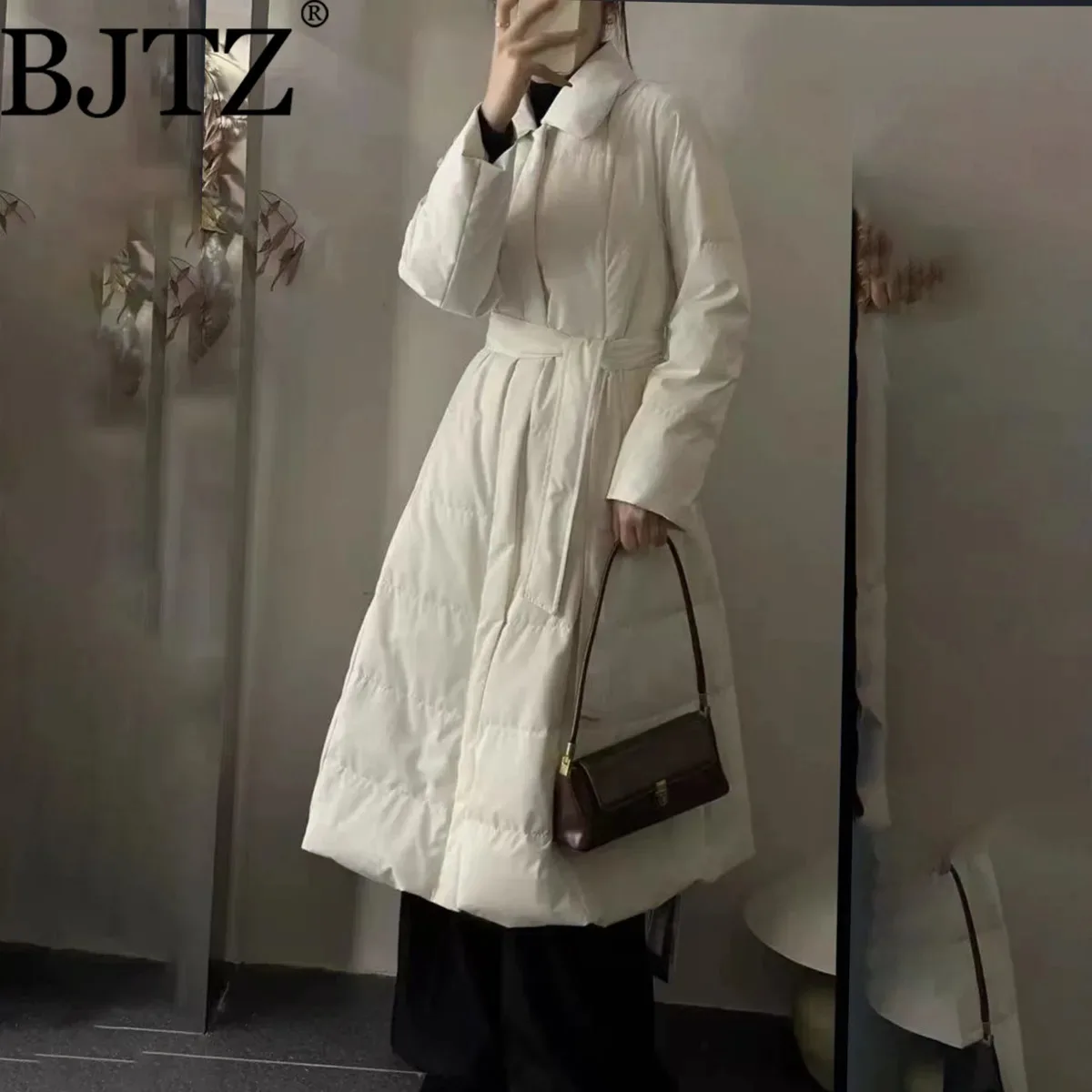 

BJTZWinter Women’s Fleece Lined Long Coat Loose Thickened Belted Casual Elegant Stylish Premium Minimalist Comfortable Outerwear