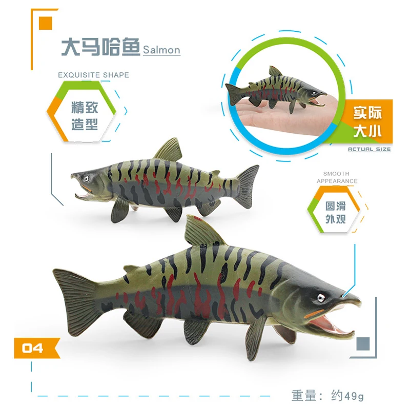 Giocattolo animale realistico Modello di pesce Chum Salmone Grande pesce Maha Figura in PVC Figurina Decorazioni per la casa/ufficio Raccogliere il giocattolo Educazione precoce