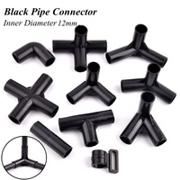 2-30Pcs ABS Black Joint 12mm Inner Dia Three-way Four-way 90° Elbow Pipe， Connector Plant Support Wardrobe Tent ixed Fittings