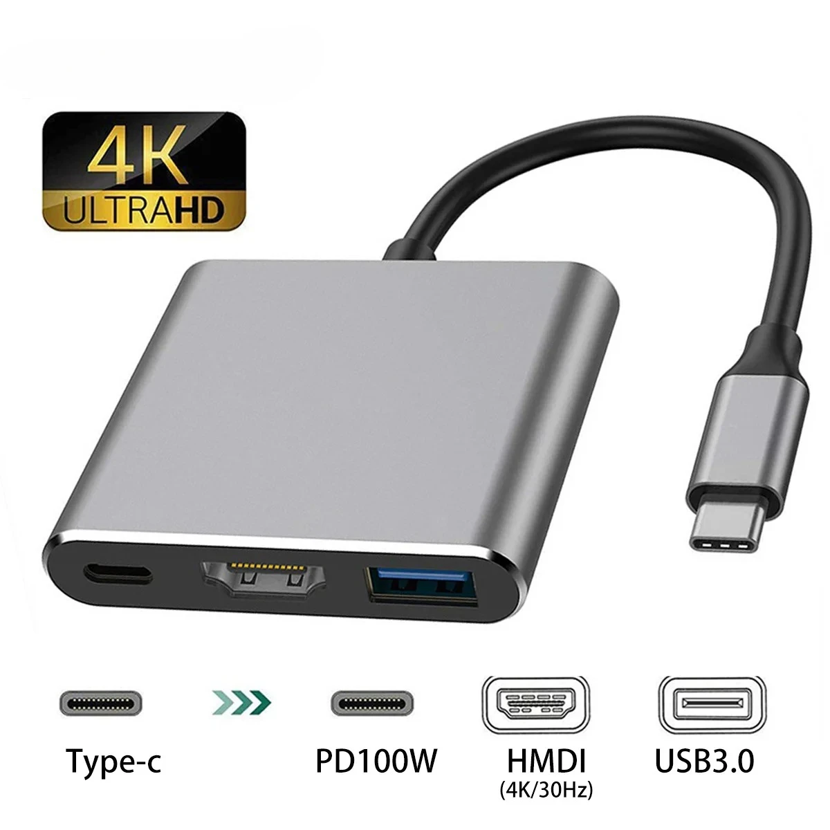 

USB-C в HDMI-совместимый кабель-переходник 3 в 1 для Samsung Huawei iPad Mac NS USB 3.0 Type C к HD 4K USB 3.0