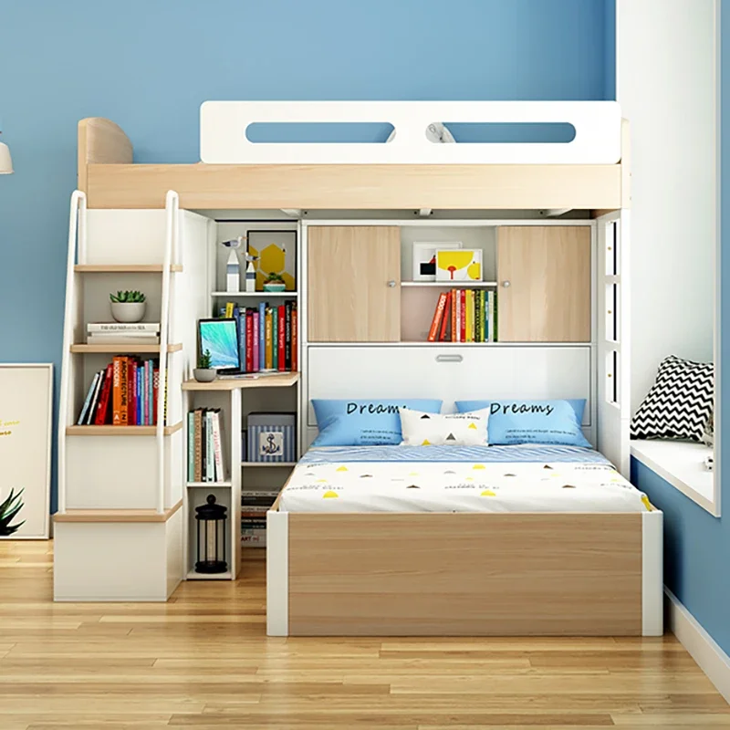 On the bed and off the table combination bed staggered on and off the bunk desk wardrobe integrated multi-functional bun