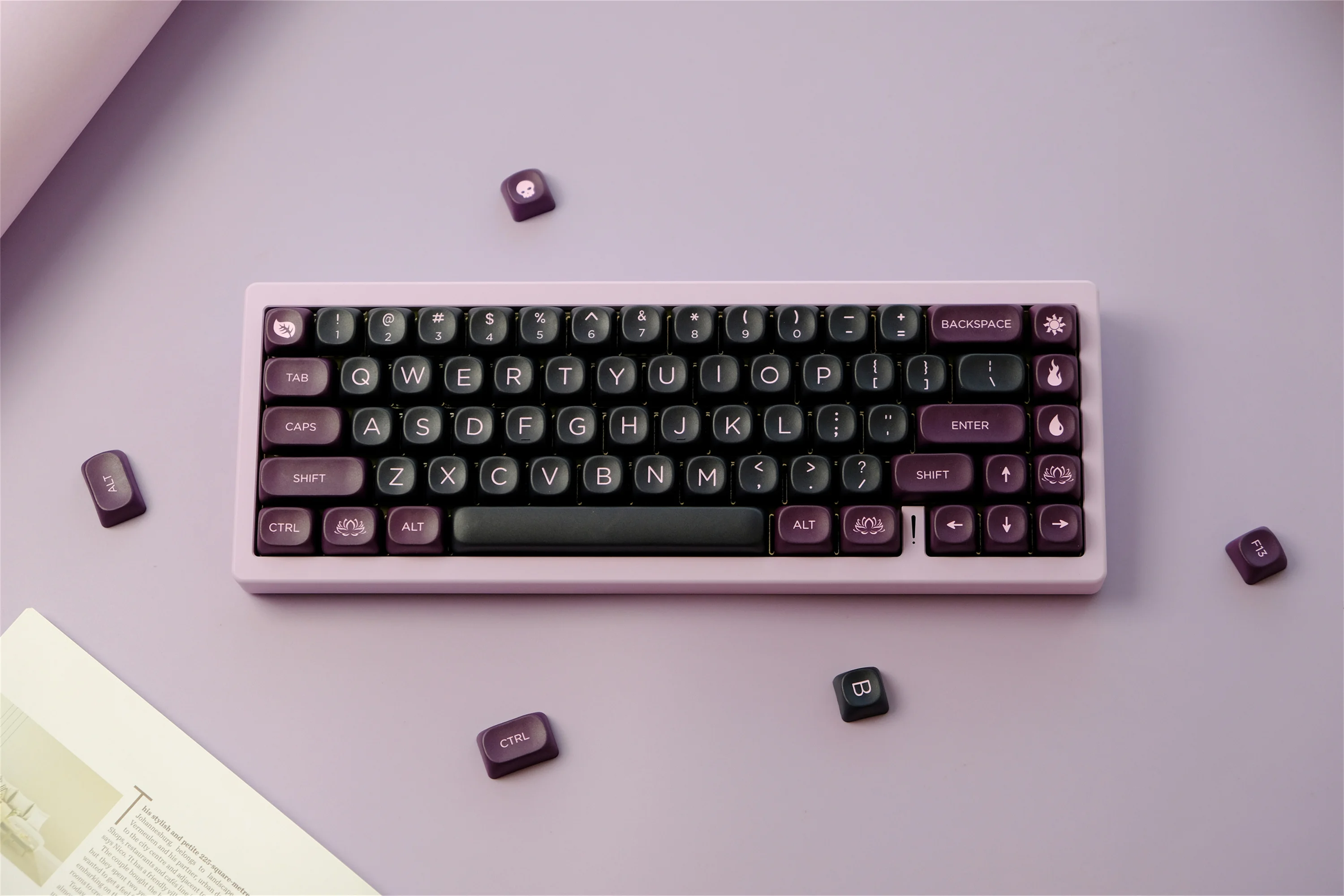 GMK Black Lotus Keycaps 126 Keys PBT Material MOA Profile DYE-SUB Wooting Personalized For MX Switch Mechanical Keyboard Keycaps