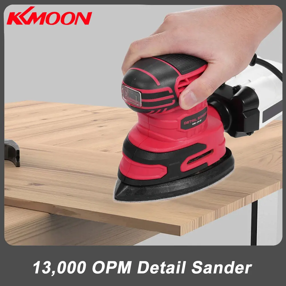 Detail Sander 13,000 OPM Compact Electric with Dust Collector 220W 1.6Amp Power with 20PCS Sanderpapers and Transparent Dust Box