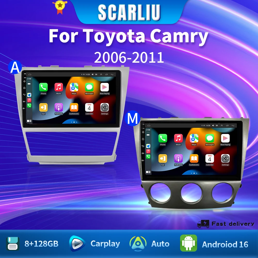 

For Toyota Camry 6 XV 40 50 2006 - 2011 Video Player Android Auto Car Radio GPS Navigation Multimedia Stereo Carplay No 2din DVD