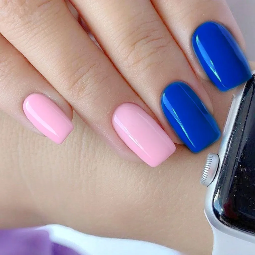 

48Pcs Glossy Royal Blue Press On Fake Nails Acrylic False Nails DIY Long Square Faux Ongle Full Cover Fingertips Manicure