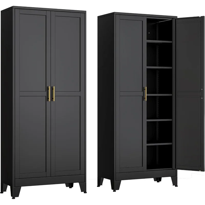 Kitchen Pantry Storage Cabinet with Doors and Adjustable Shelves, Metal ClosetMaid Food Pantry Cabinets, 75