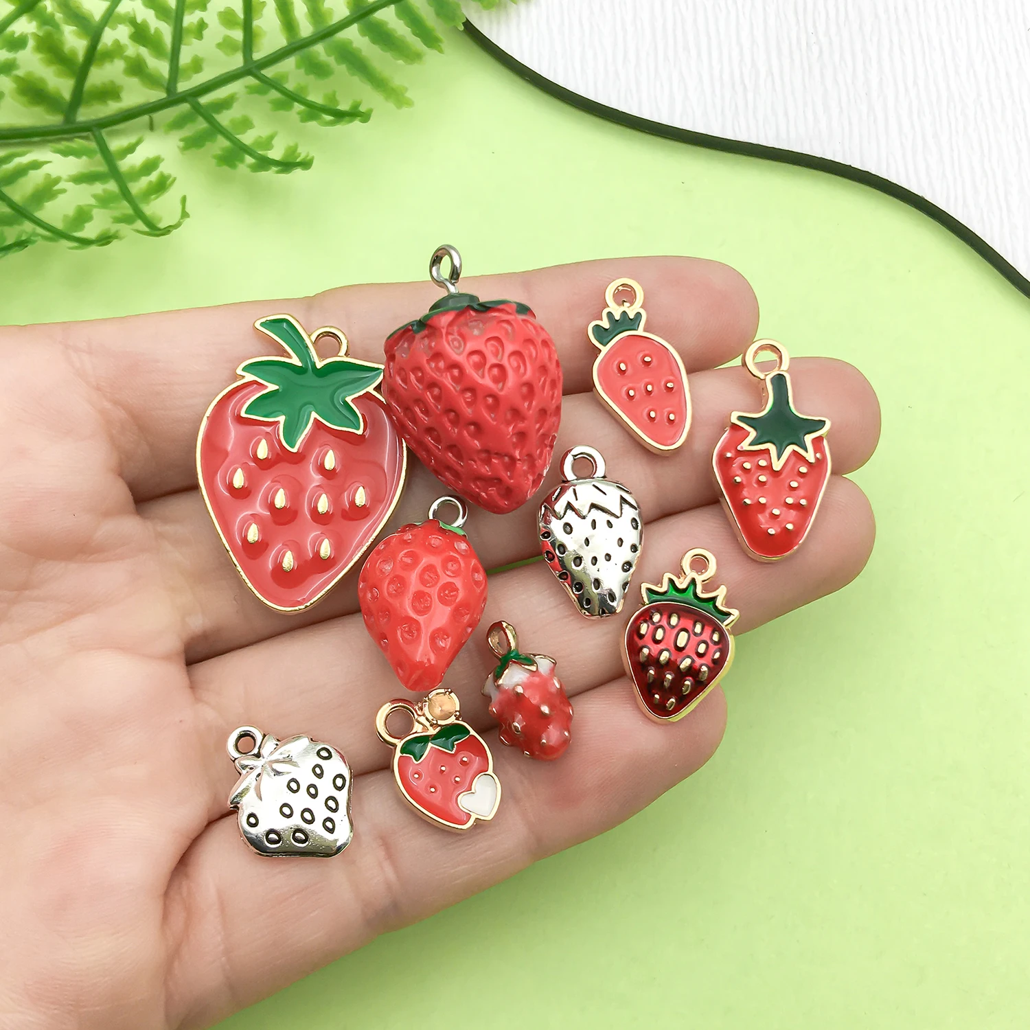 20pcs Simulated Fruit Strawberry Design Charms Summery Fruit Pendants For DIY Bracelet Necklace Jewelry Making Accessories