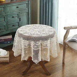 Pastoral Crocheted Table Cloth, Round Table Cover, Dining Tablecloths, Home Decorative, Christmas, Hot, Luxury