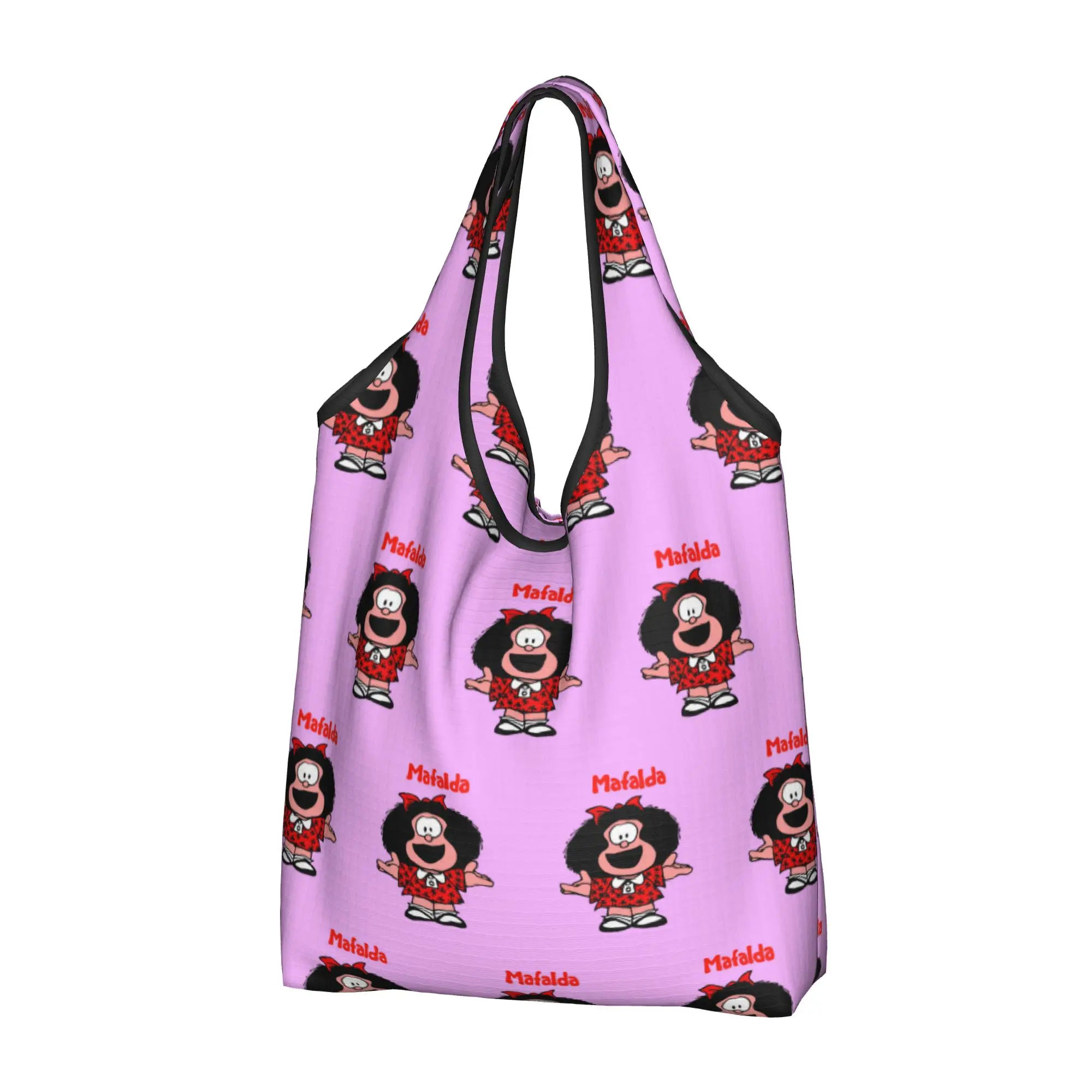 Classic Comic Mafalda Groceries Tote Shopping Bags Women Cute Quino Cartoon Shopper Shoulder Bags Large Capacity Handbag