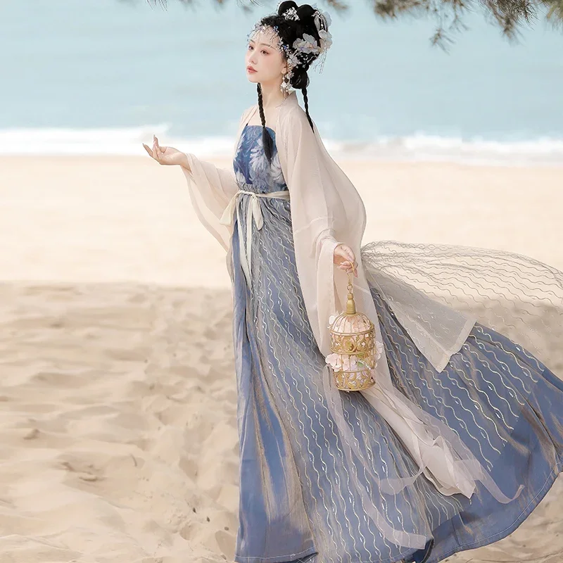 

New Hanfu Chinese Style Super Fairy Tang-made Hezi Skirt Han Element Embroidery Daily Authentic Spring and Summer New Suit