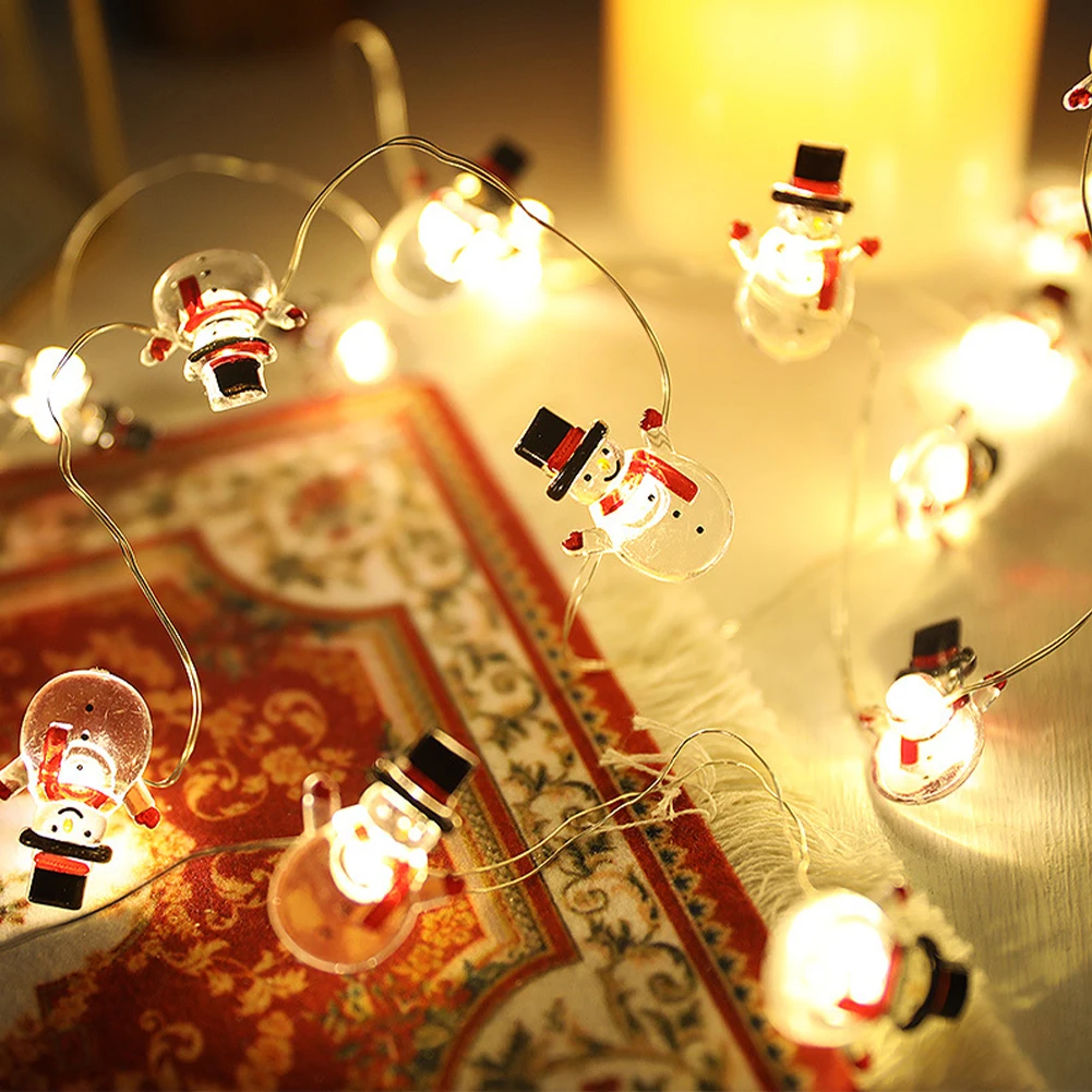 1Set Christmas Decoration LED Light String Snowflake Snowman Santa Claus Christmas Tree String Light Xmas Tree Ornament For Home