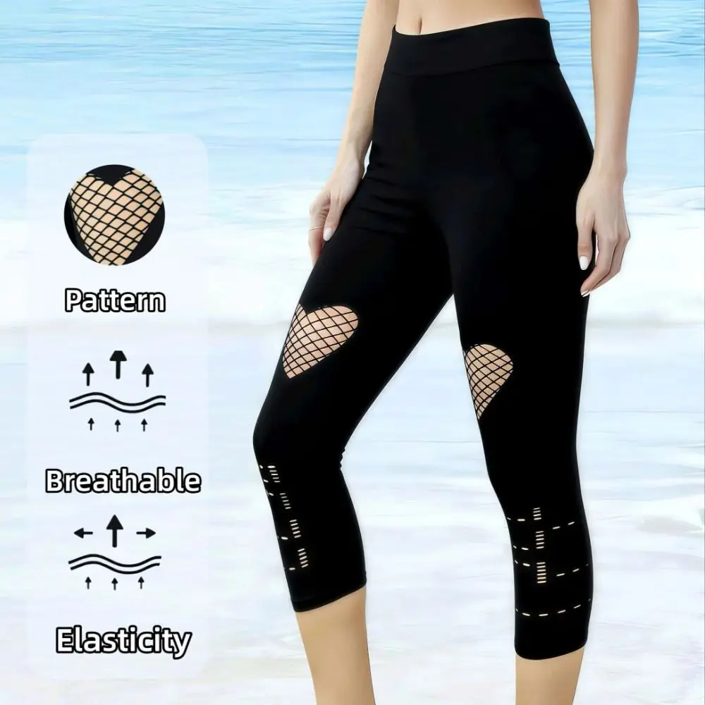 新しい中空デザインの女性用メッシュレギンス、通気性のある透か - Yoga & Fitness Center のレビューと価格