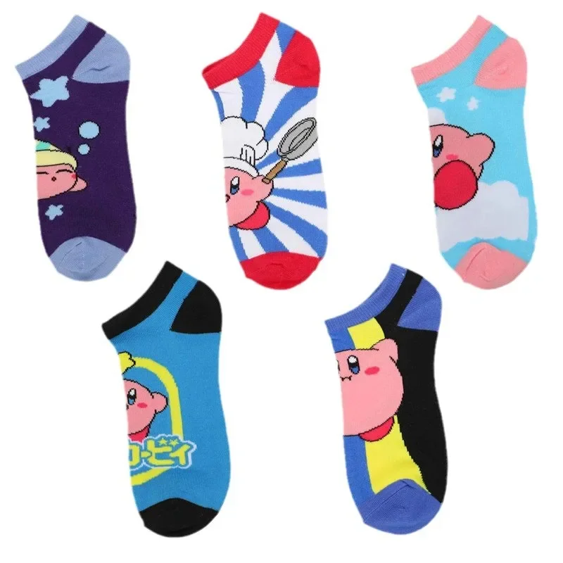 Kirby Cartoon Cute Print Breathable Sweat Wicking Socks Four Seasons Boat Socks Cotton Socks Socks Sports Socks Boys and Girls