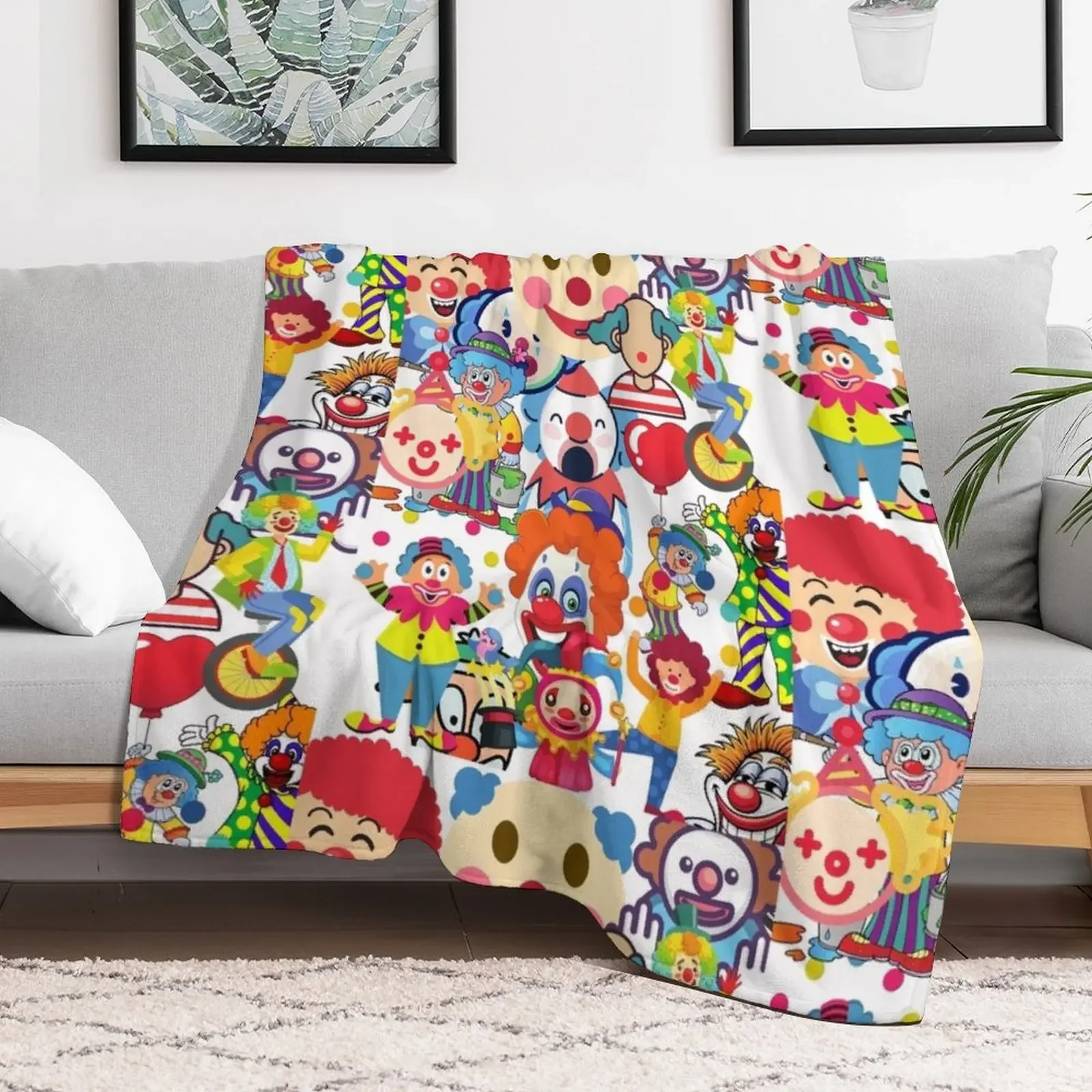 Clown Collection Throw Blanket Stain Resistant Cozy Warm Blanket