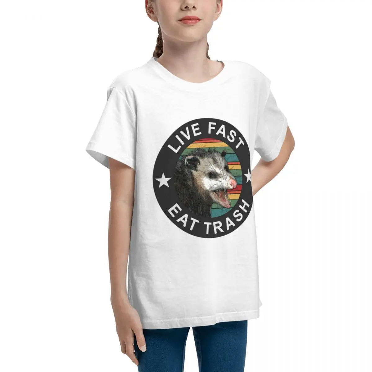 Sexy Live Fast Eat Trash Possum For Sale Adolescents Basic Short Sleeve T-Shirt T-shirts Hot Sale  Travel Humor Graphic