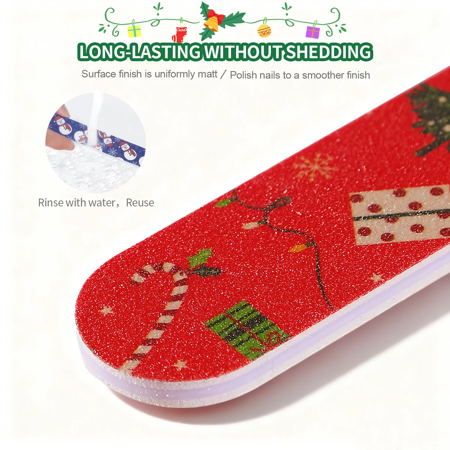 Nailpop Weihnachts-Nagelfeile, doppelseitig, Körnung 100/180, Schleifpapier, EVA, tragbar, professioneller Salon, Heimgebrauch, Nagelkunst-Werkzeug, 1/4/5 Stück