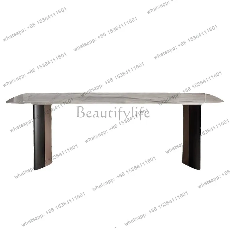 

Light luxury marble dining table, high-end natural luxury stone supercrystalline stone rectangular table