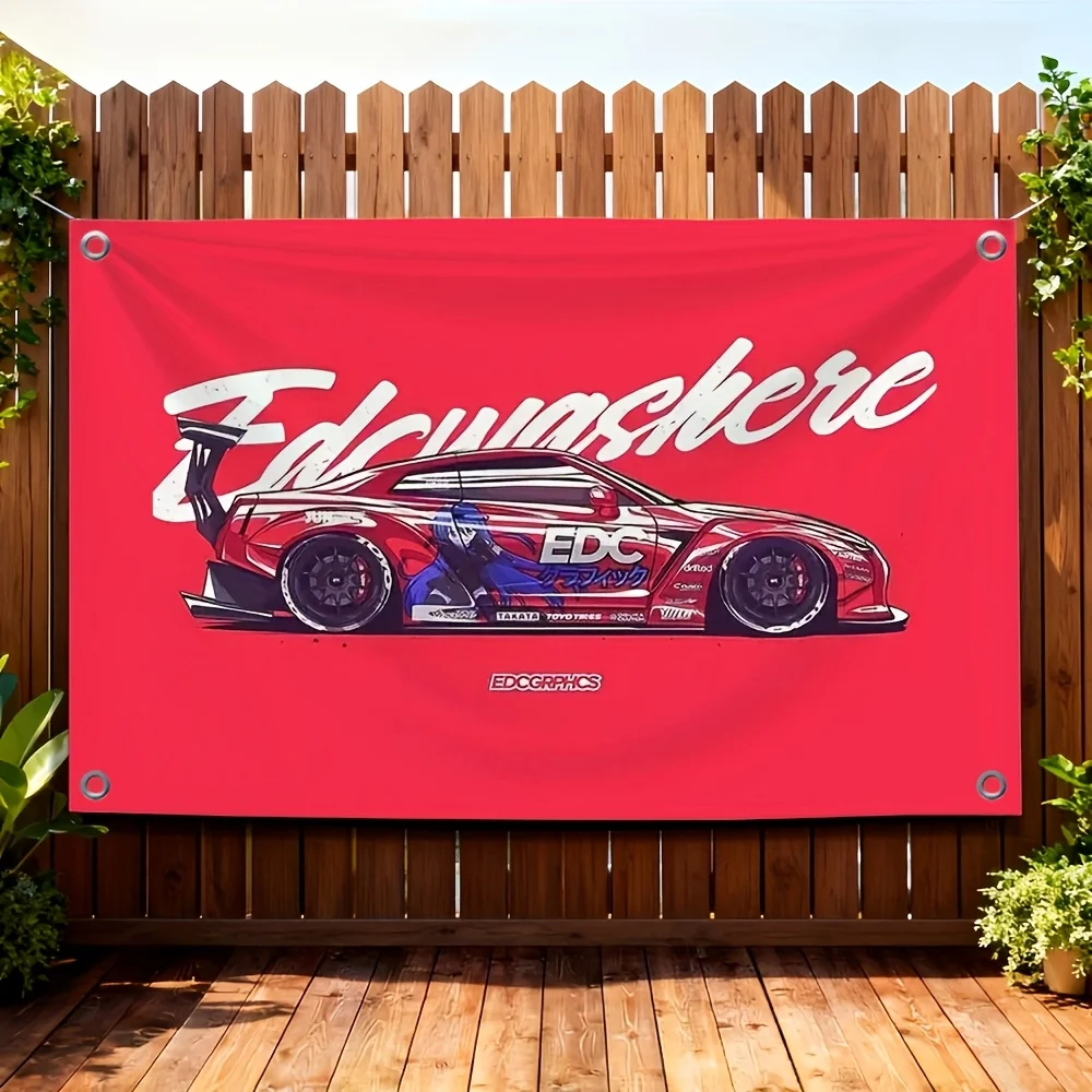Custom Flag Banner Car Racing Decoration Item With 4 Rings Sports Event Display Wall Hanging Auto Enthusiast Gift Souvenir