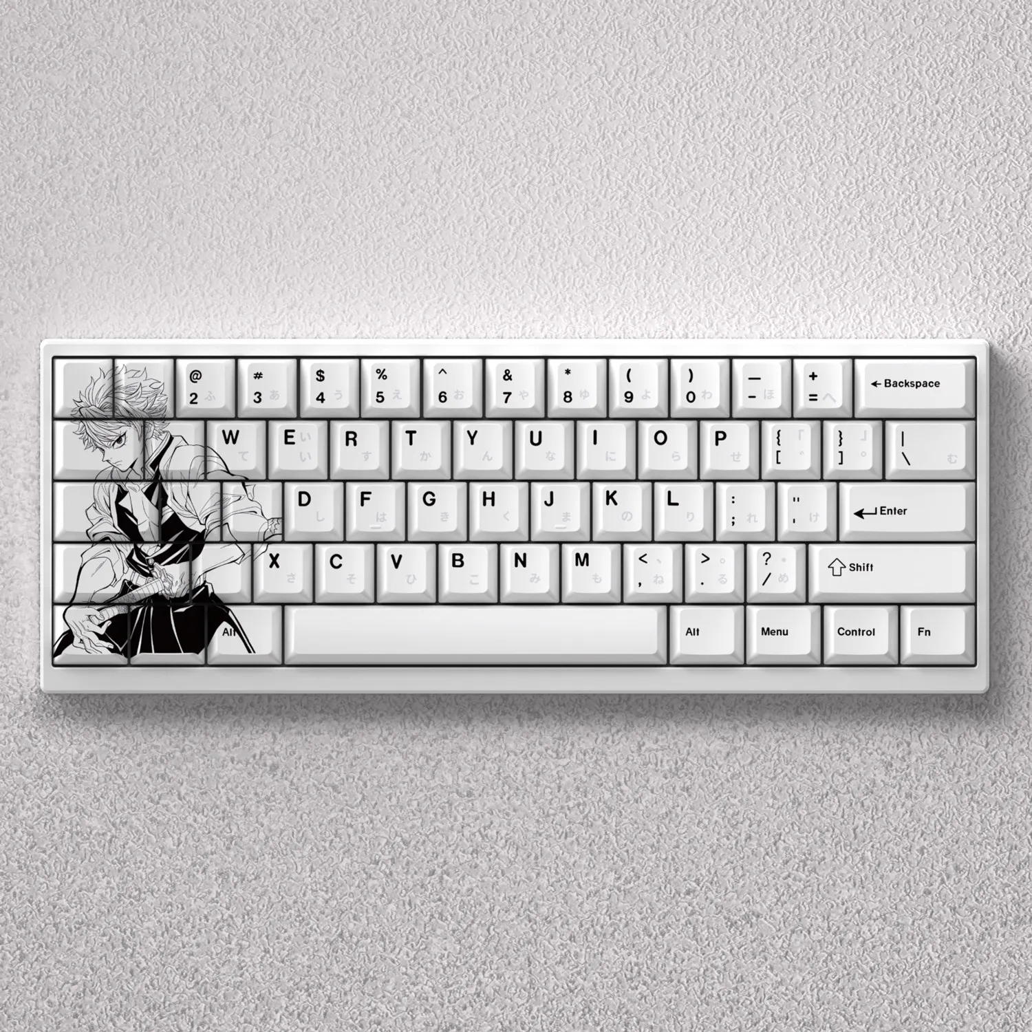 Minimalist White Anime Keycaps Japanese Design Suitable for 63/64 Keys Compact Layout Custom Mechanical Keyboard 73/78/98 Keys