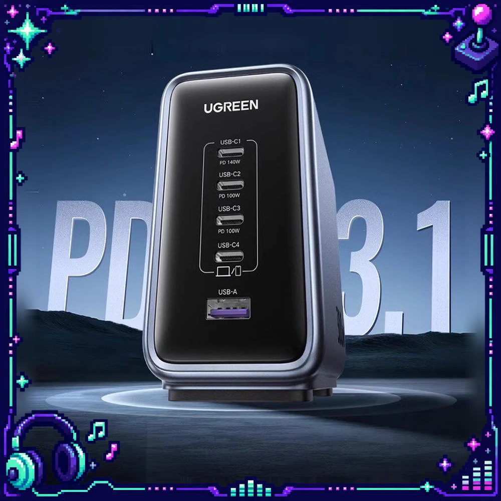 UGREEN CD333 GaN Desktop Charger 300W 4 USB C 1 USB A PD 3.1 140W USB C Output 200-240V Input for Laptops and Phones