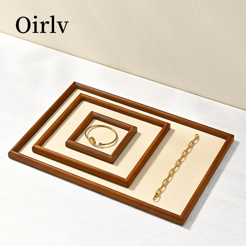 Oirlv Stackable Jewelry Display Tray 4 Sizes Flat Tray Storage Jewelry Large Solid Wood Jewelry Tray Organizer For Home And Shop