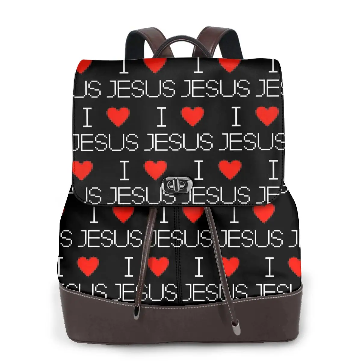 I Love Jesus God Cross Print Bookbag School Student Bags Hiking Travel Daypack for Women Fashion Derma Backpack