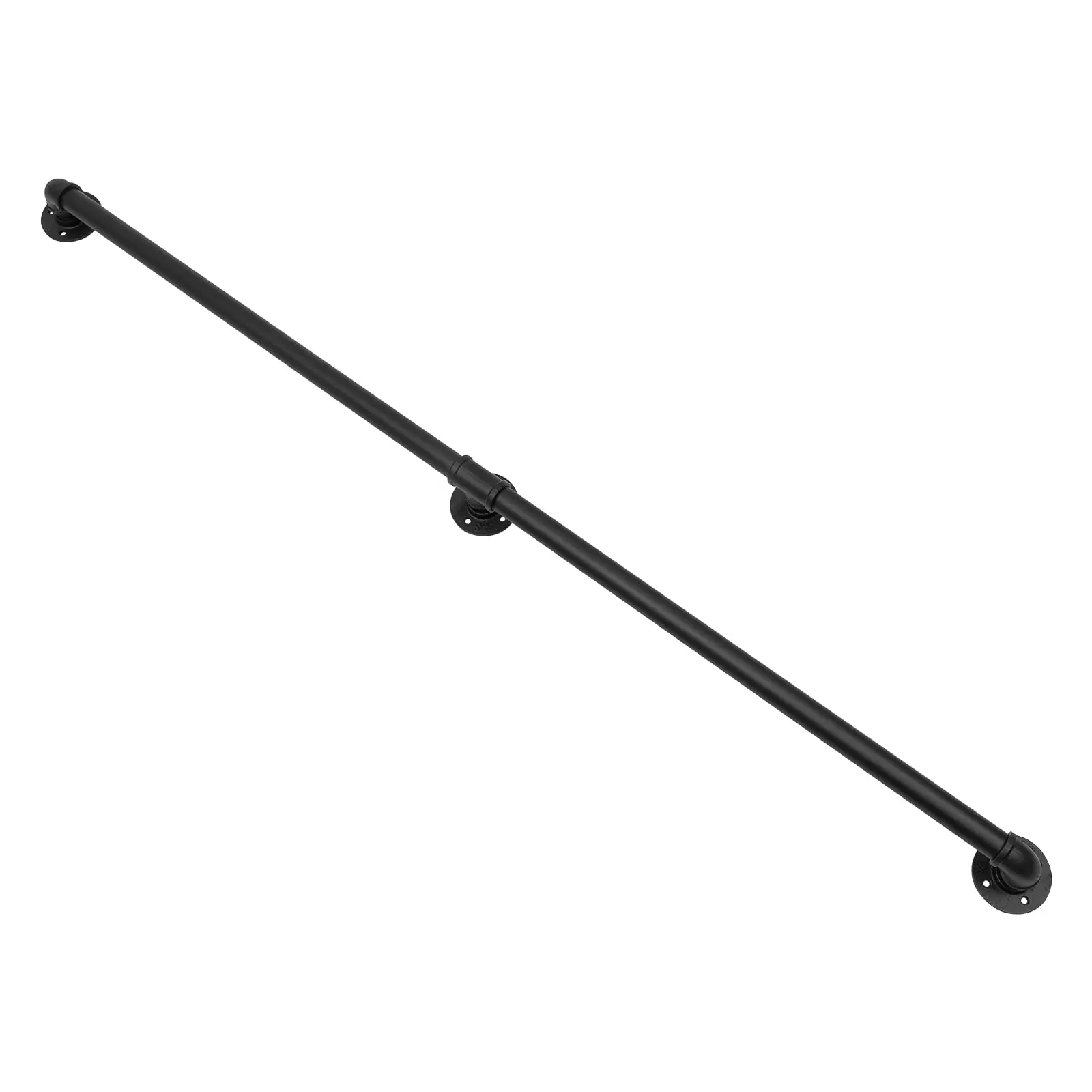 5ft Black Pipe Stair Handrail, Wall Mount Black Galvanized Industrial Hand Rail Iron Loft Pipe Handrail, Metal Railing Non-