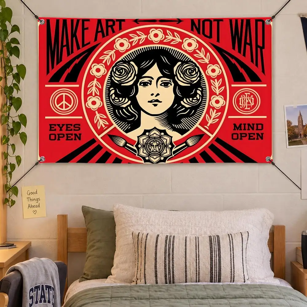 Anime Art Shepard Fairey Flags Decorative Flag Banner Indoor Bedroom Dorm Gaming Room Wall Party Club Decor Fan Gift