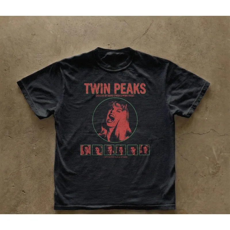 Camiseta gráfica Twin Peaks, camiseta holgada y transpirable de la serie de televisión culto de David Lynch para verano, para hombres y mujeres