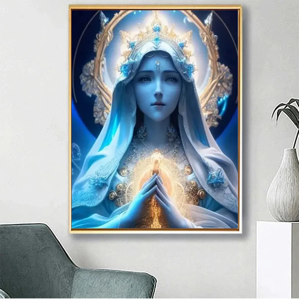 5D Virgin Mary Diy Diamond Painting Mother Love Full Rhinestone Drill Mosaic Embroidery Religious Icons Picture Home Decor Arts