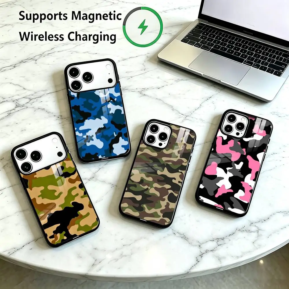 Mimetica Cool Camouflage Phone Case For iPhone18 17,16,15,14,13,12,11 Plus,Pro Supports Magnetic Wireless Charging Gift