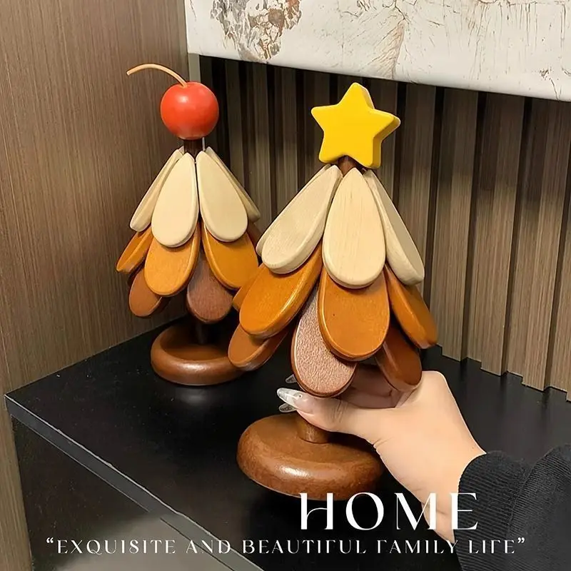 

Heat Insulator Christmas Tree - Solid Wood Heatproof Tabletop Decor for Teacup/Pot, Creative Home Desktop Ornament & Gift
