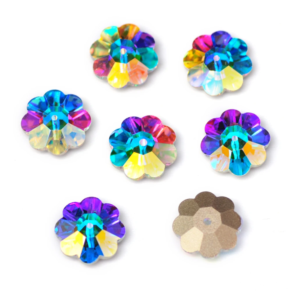 YANRUO 3700 Crystal AB Margarita Flower Crystal Sewn on Rhinestones for Clothes Crafts Jewelry