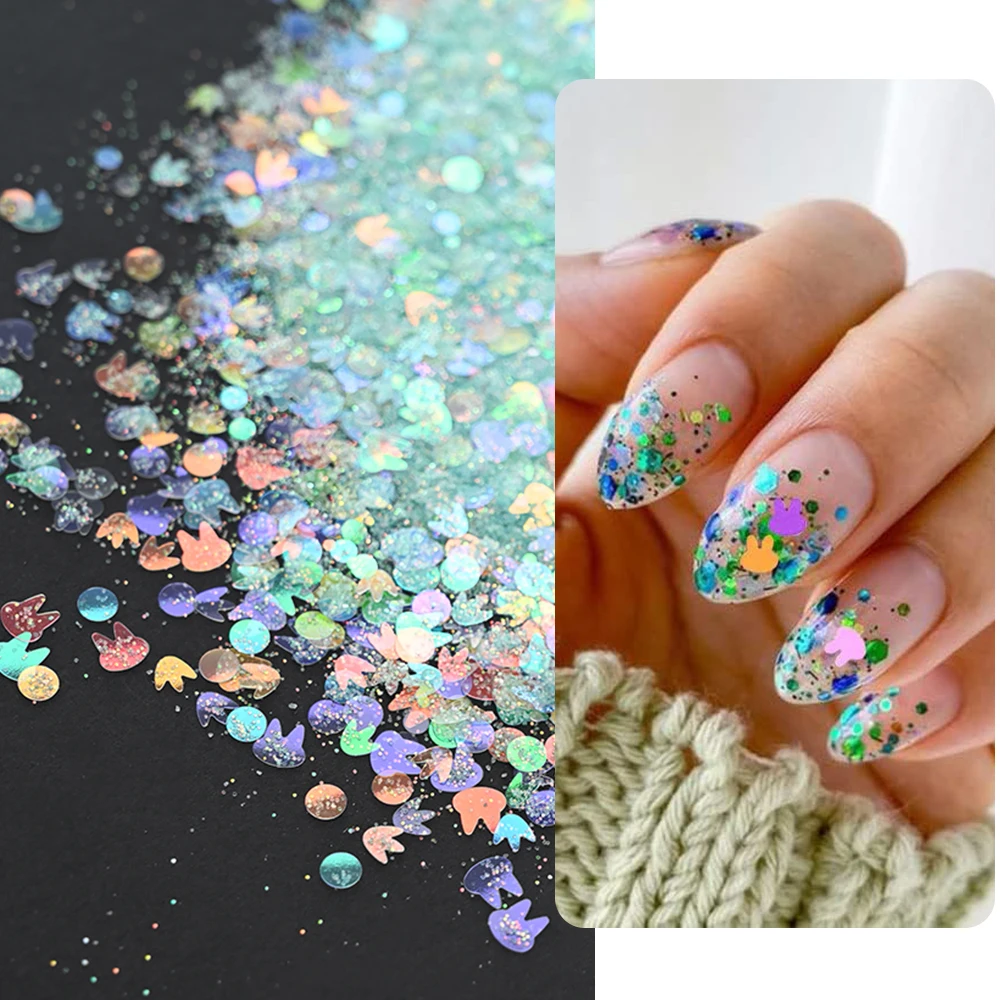 10 g/worek Fairy Blue Mermaid Nail Art Glitter Cute Dolphin Flakes Nail Sequins ﻿ Holograficzny, sypki proszek do zdobienia paznokci z brokatem ﻿