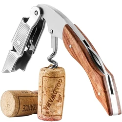 FLYMUYU Professional Waiters Corkscrew,Wine Key with Ergonomic Wood Grip, Beer Bottle Opener, and Foil Cutter for Wine Lovers