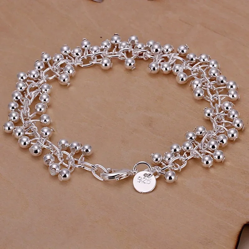 Charms Fine 925 Sterling silver bracelets bead chain fashion cute nice women grapes Bracelet wedding Jewelry partyfqq