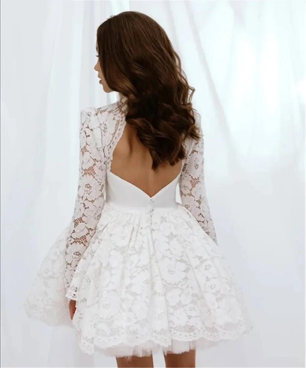 

Elegant Flower Girl Wedding Dress Backless Lace Knee-Length Dress Princess Party Dress Girls Prom Gowns Customized 2025