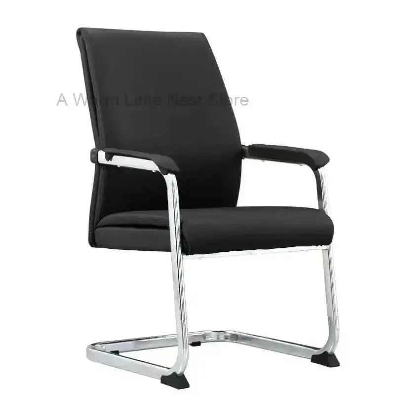 Cadeira de escritório com quatro pernas, couro, xadrez, conferência e mahjong, cadeira confortável, assento, computador, arco, trabalho de escritório, 1자