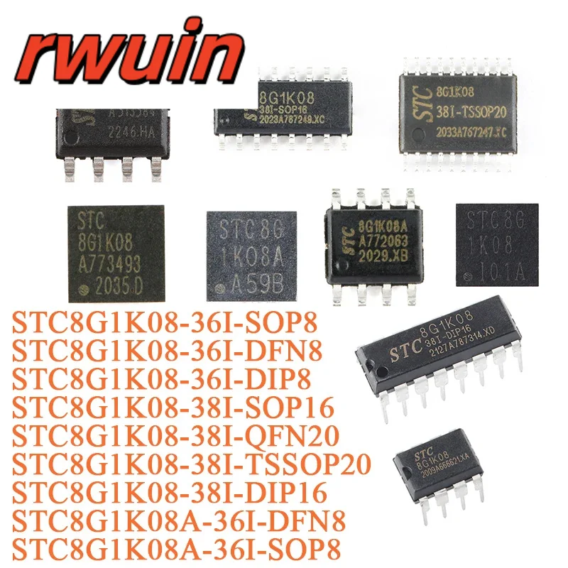5PCS STC8G1K08A-36I-SOP8 STC8G1K08-38I-SOP16 STC8G1K08 STC8G1K08A Single-Chip 1T 8051 MCU Micro Controller
